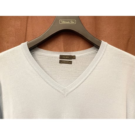 ▲訳あり商品▲ MADE IN JAPAN製 corsini SUPER140sウールVネックセーター パステルブルー 48サイズ