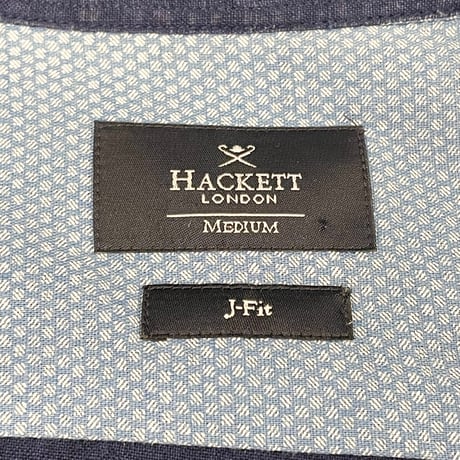HACKETT LONDON J-Fit 長袖バンドカラーリネンシャツ ネイビー Mサイズ