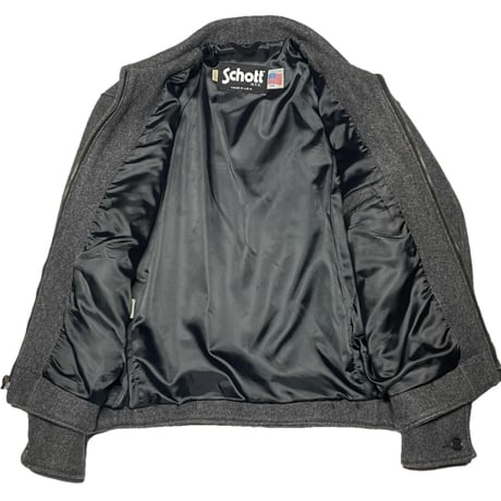 MADE IN USA製 SCHOTT ウール襟付きシングルライダースジャケット チャコールグレー 38サイズ