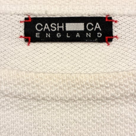 MADE IN JAPAN製 CASH CA ENGLAND ボーダー柄 半袖ニットTシャツ ホワイト×ネイビー Sサイズ