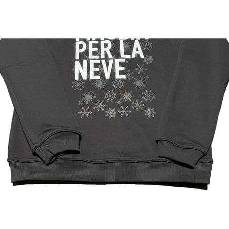 ★新品★ MADE IN ITALY製 MAGLIA 「PER LA NEVE」ロゴプリントリバーシブル裏起毛トレーナー ブラック M～XLサイズ ユニセックス