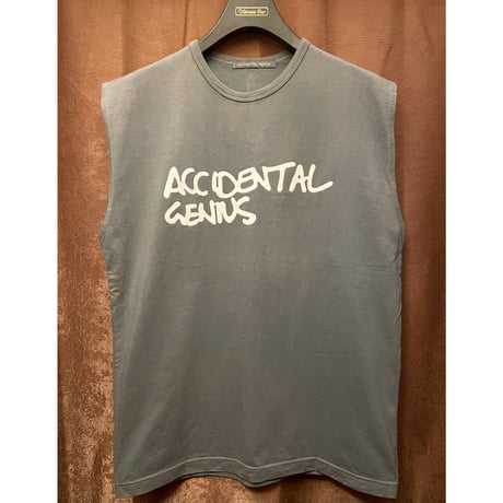 MADE IN UK製 ACCIDENTAL GENIUS ノースリーブTシャツ チャコールグレー Mサイズ