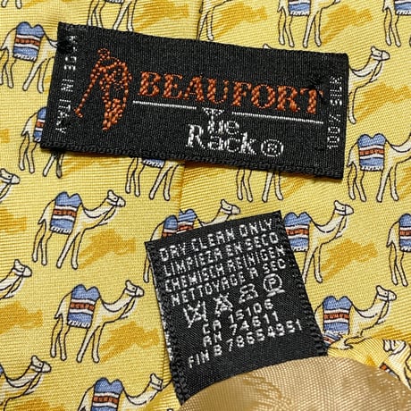 MADE IN ITALY製 BEAUFORT Tie Rack ラクダ柄シルクネクタイ イエロー