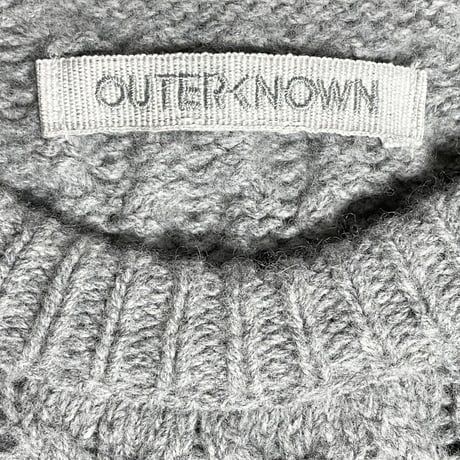 【サザビーリーグ取り扱い】OUTERKNOWN クルーネックケーブルニットセーター グレー Lサイズ