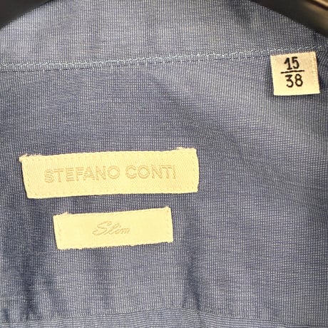 ▲訳あり商品▲ MADE IN ITALY製 STEFANO CONTI 長袖ドレスシャツ ネイビー 38-15サイズ