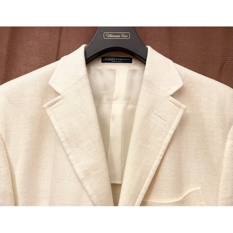 MADE IN ITALY製 Polo by Ralph Lauren リネンテーラードジャケット アイボリー AB7サイズ