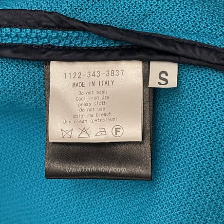【UNITED ARROWS 取り扱い】 MADE IN ITALY製 BARK コットンニットテーラードジャケット ターコイズブルー Sサイズ