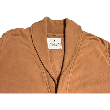 【UNITED ARROWS取り扱い】 MADE IN ITALY製 ALAIN VINTAGE ショールカラースウェットカーディガン ブラウン 48/Mサイズ