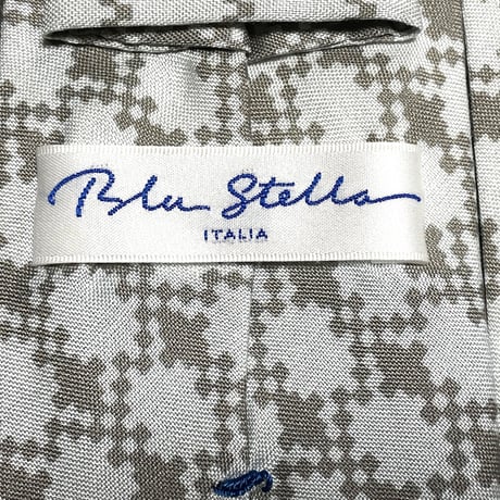 MADE IN ITALY製 Blu Stella 総柄ハンドメイドシルクネクタイ ライトグレー