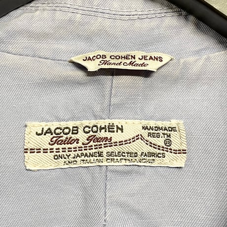 ▲訳あり商品▲ MADE IN ITALY製 JACOB COHEN テーラードジャケット型コットンヘンプジャケット サックスブルー Lサイズ