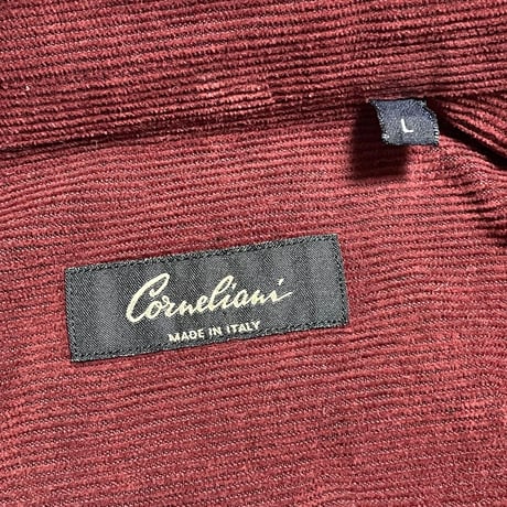 MADE IN ITALY製 CORNELIANI 長袖ボタンダウンコーデュロイシャツ ワイン Lサイズ