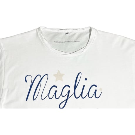 ★新品★ MADE IN ITALY製 MAGLIA 2024年SSモデル 「STELLE」 ロゴプリント クルーネックTシャツ ホワイト S～Lサイズ