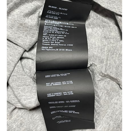 PRADA 無地VネックTシャツ グレー Mサイズ