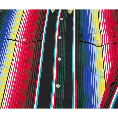 Wrangler メキシカンラグカラー長袖ボタンダウンコットンシャツ マルチカラー 16 1/2-35サイズ