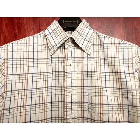 【SHIPS 取り扱い】 MADE IN USA製 GITMAN BROS VINTAGE チェック柄半袖ボタンダウンシャツ クリーム 15-1/2Rサイズ