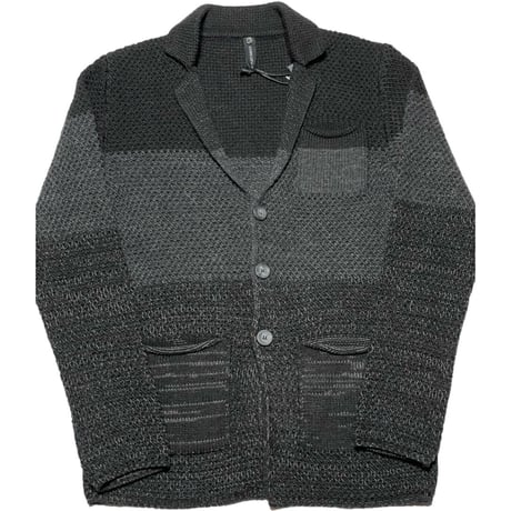 ☆タグ付き新古品☆ MADE IN ITALY製 GIANNI LUPO テーラードジャケット型ニットカーディガン ブラック×グレー Lサイズ
