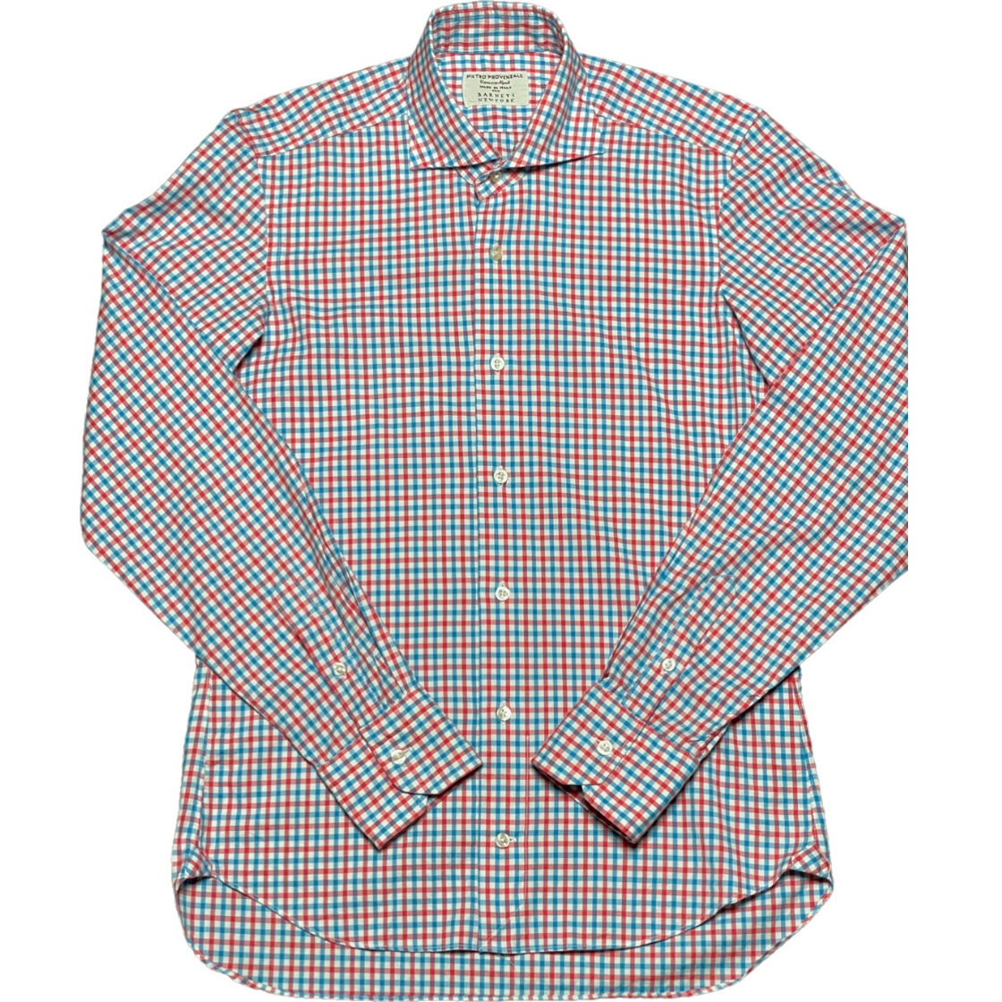 BARNEYS NY × PIETRO Pコットンリネン チェックシャツ S BARNEYS NY × PIETRO Pコットンリネン チェックシャツ S