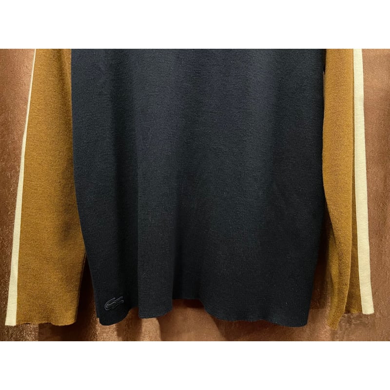 MADE IN FRANCE製 LACOSTE 長袖ウールコットンセーター ネイビー MADE IN FRANCE製 LACOSTE 長袖ウールコットンセーター ネイビー