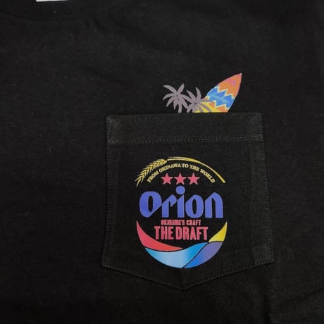 店頭で大人気！！オリオンポケットＴシャツ★サーフ柄 黒
