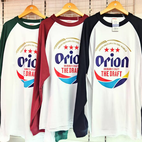 沖縄★オリオンビールラグランロングスリーブＴシャツ★バーガンディー（えんじ）
