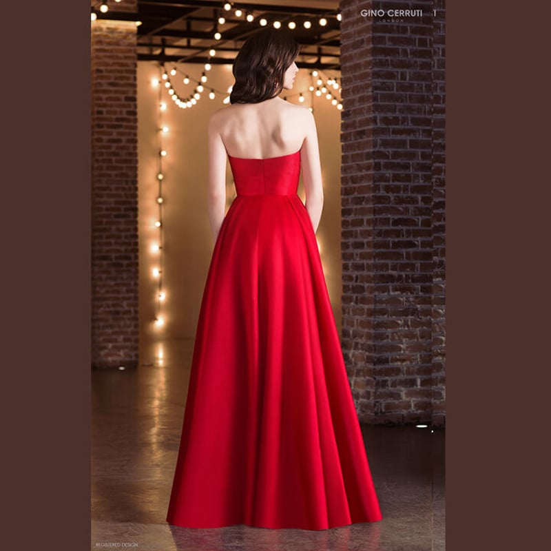 ジャンク品　高級スタンダード　ドレス　ズデンカアルコ製　英国製　ネオンレッド　M No.14055 ドレス赤・青・紺・グリーンサテンフレアーゴージャスドレス