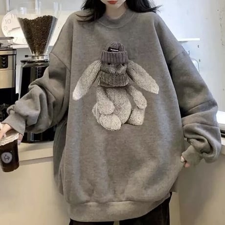 バックロゴ ラビットスウェットトップス 3色展開