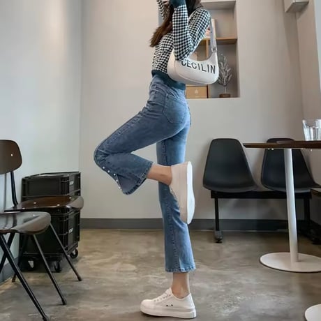 パールスリットデニムパンツ 2色展開