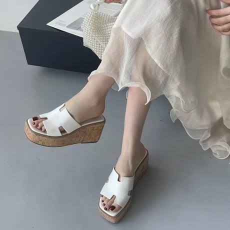 コルクウェッジサンダル 3色展開