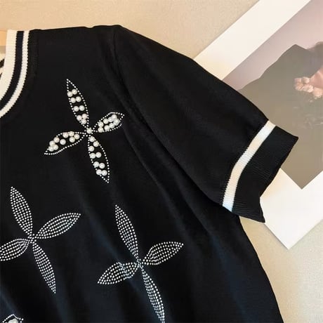 パールストーンクロス サマーニット 2色展開