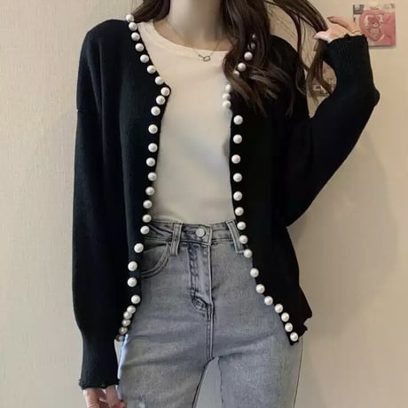 パール フックカーディガン 2色展開