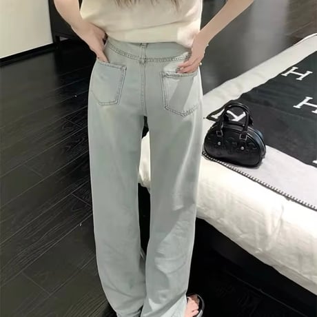 クロスラインストーンデニムパンツ