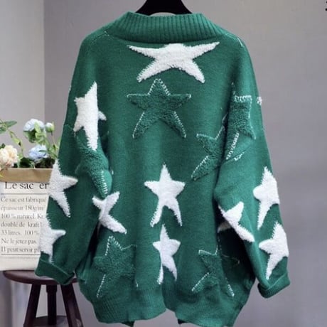 スターステッチ ニットカーディガン 3色展開