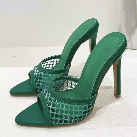 メッシュ ハイヒールパンプス 4色展開