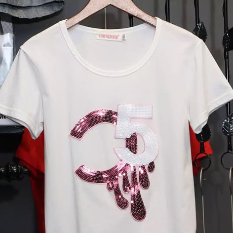 ピンクスパンコール ファイブTシャツ