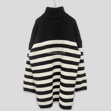 ジッパー ボーダーニットワンピース 2色展開