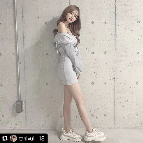 ストラップミニワンピース パーカーセット 2色展開