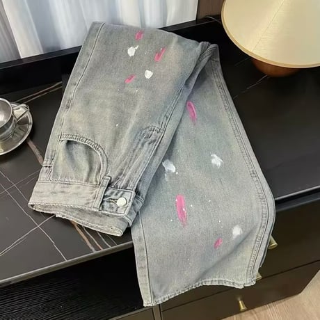 カラーブロッキングデニムパンツ