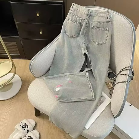 カラーブロッキングデニムパンツ