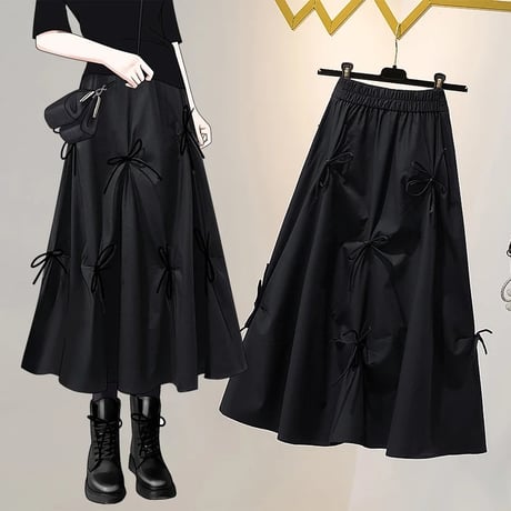 ブラックリボン フレンチスカート