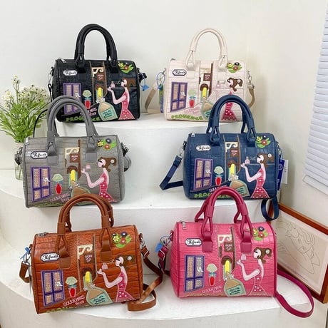 カラフルステッチ クロコデザインバッグ 6色展開