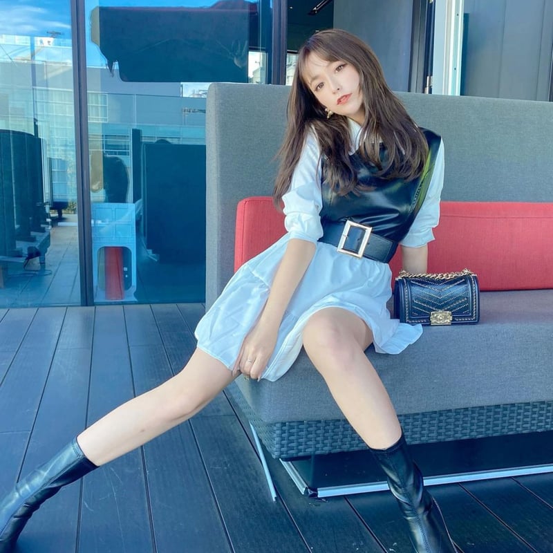 White Sサイズ即納】レザービスチェ ブラウスワンピース 3色展開