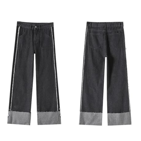 サイドライン クロップドデニムパンツ 2色展開
