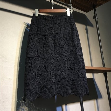 ペイズリーレース ペンシルスカート 2色展開