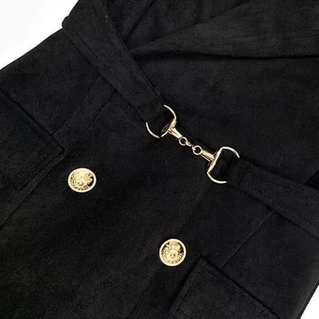 ハイウエストバックル スリットワンピース 3色展開