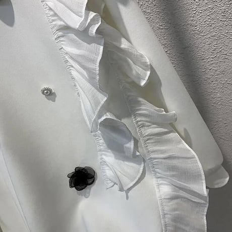 パールモチーフ タグフリルスウェットトップス 2色展開