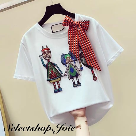 ビーズロボット スカーフリボンTシャツ 2色展開