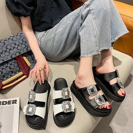 ダブルビジュー フラットサンダル 2色展開