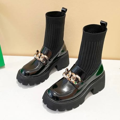 ゴールドバックルソックスブーツ