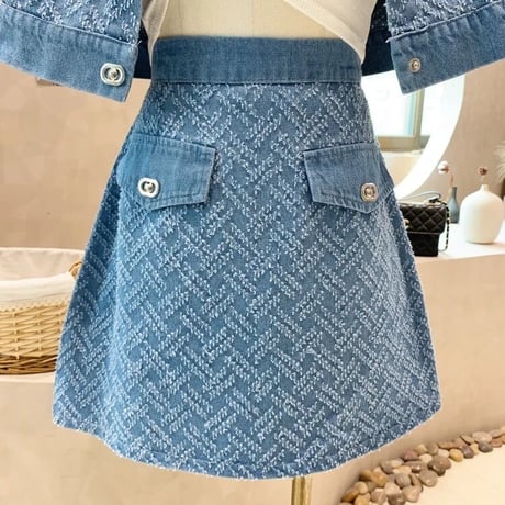 クロスステッチ デニムスカートセット 2色展開