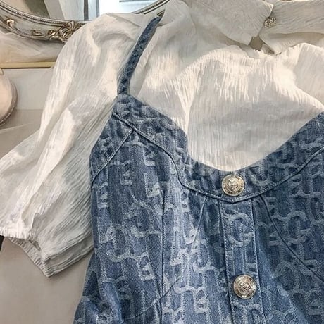 ブラウス デニムデザインワンピースセット